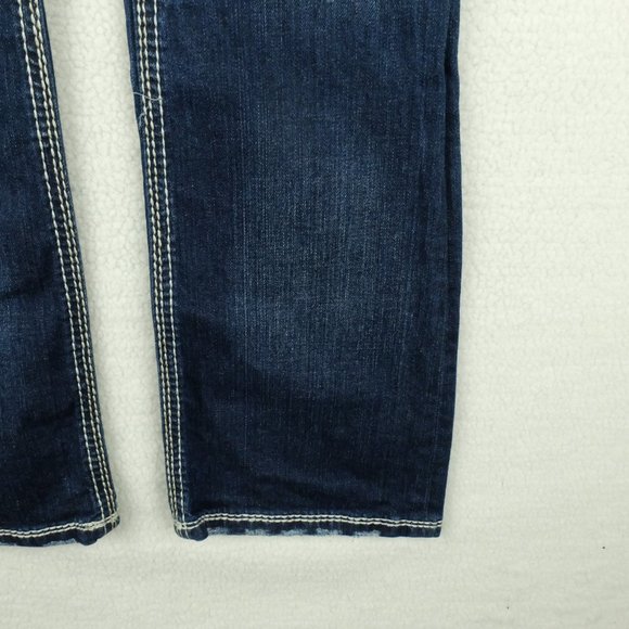 Size 27 Silver Suki Womens Blue Jeans Distressed Bootcut Stone Wash - Picture 4 of 14